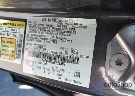 2017 Ford Fusion Energi Se Luxury из США, поврежденный, VIN 3FA6P0PU9HR329389